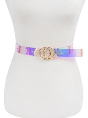 Transparent Double Ring Buckle Skinny Statement Belt